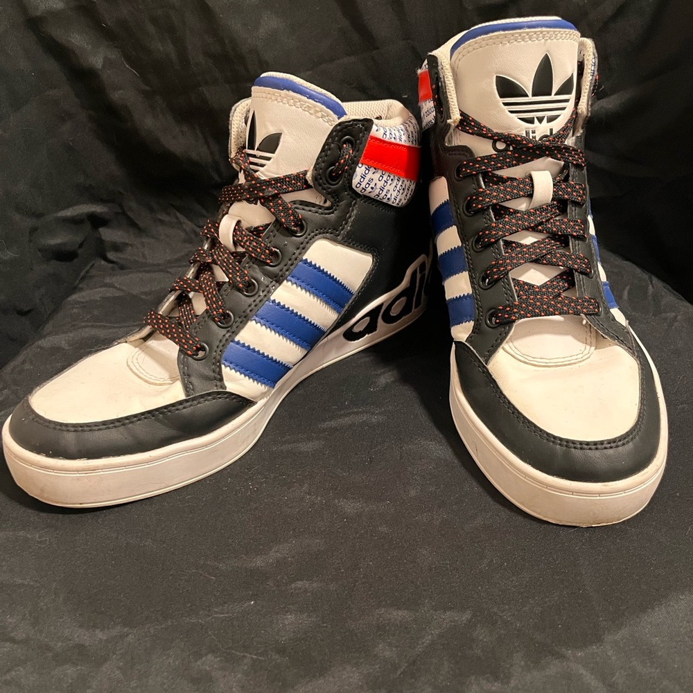 Adidas Men's Black and Blue High-Top Sneakers